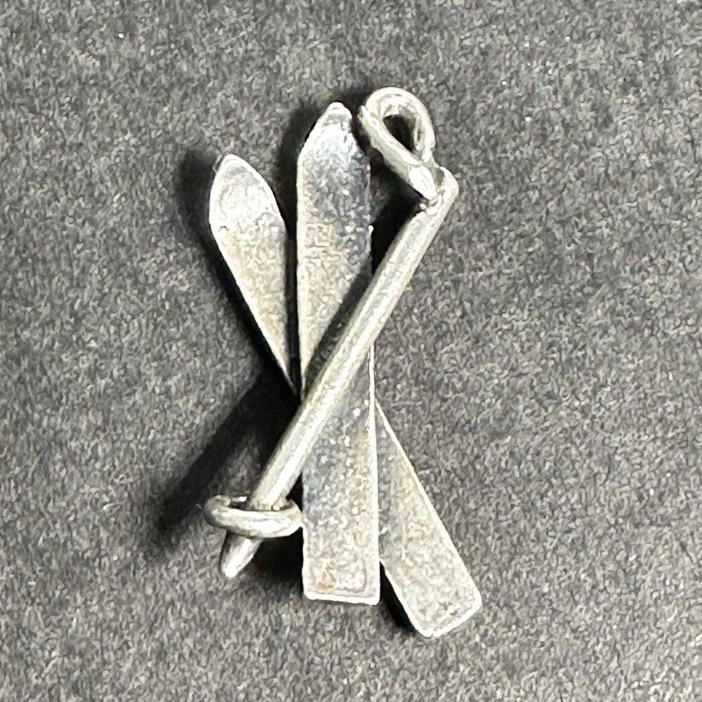 Danecraft Vintage 925 Sterling Silver Winter Skies Skiing Charm Pendant
